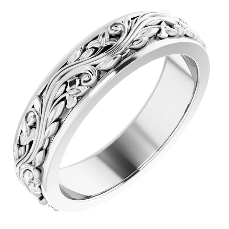 5mm 10K White Gold Sculptural Standard Fit Band