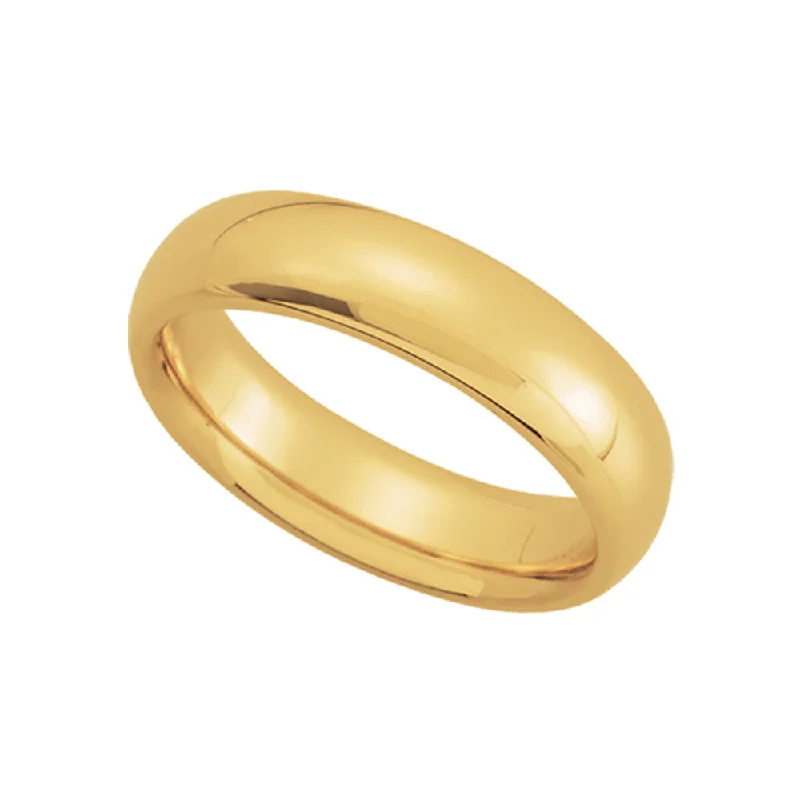 Modern Statement Jewelry For Bold Styling 5mm Domed Comfort Fit Wedding Band in 10k Yellow Gold