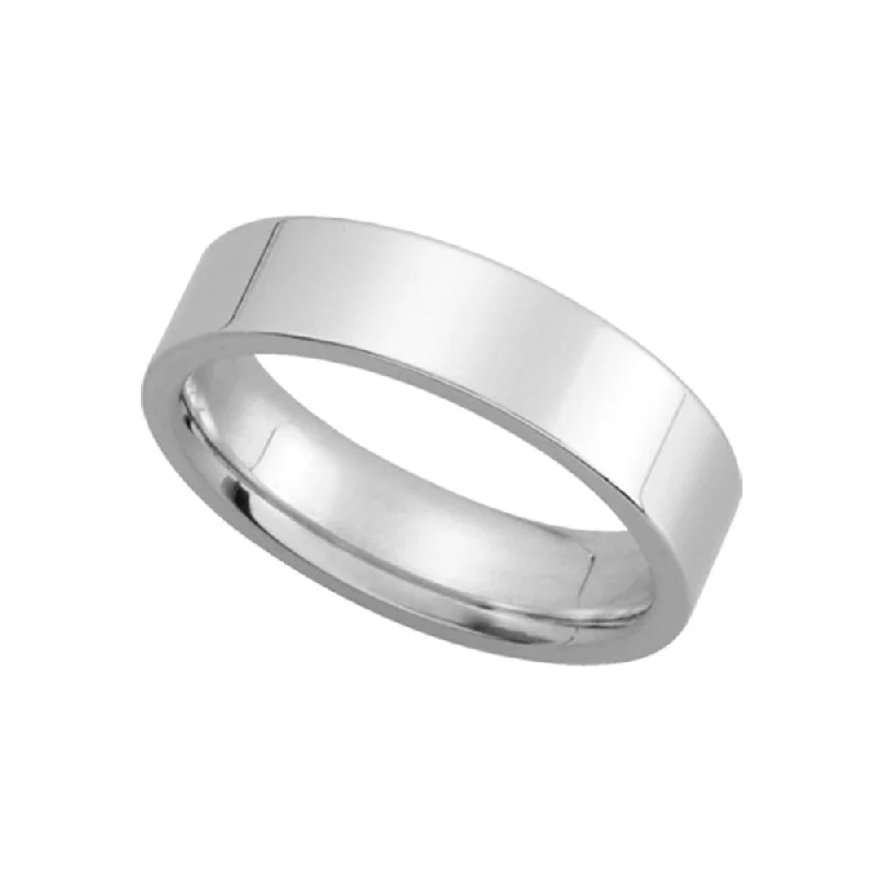 5mm Flat Comfort Fit Wedding Band in 14k White Gold