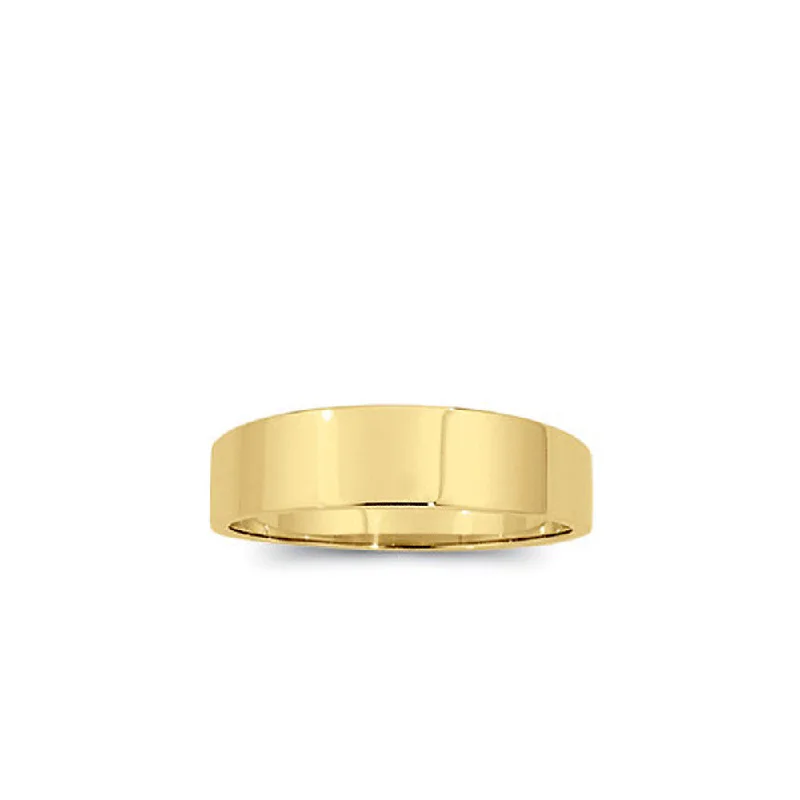 5mm Flat Tapered Wedding Band in 10k Yellow Gold