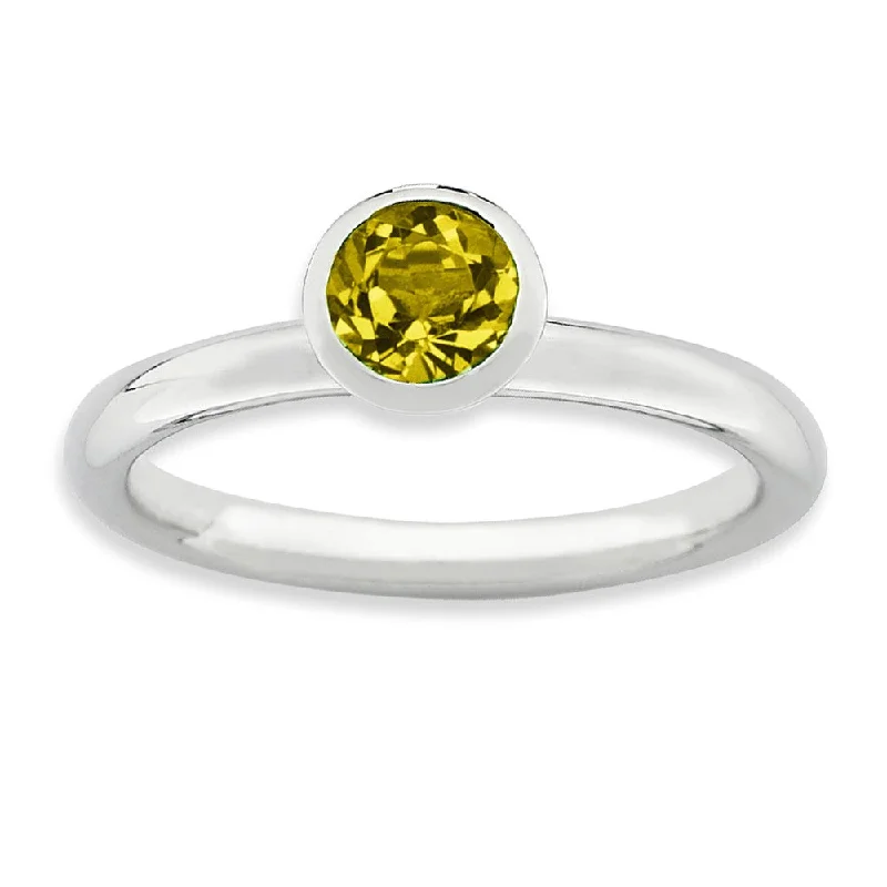 Make Every Moment Shine – Jewelry Discounts Available 5mm High Profile Sterling Silver with Yellow Crystals Stack Ring