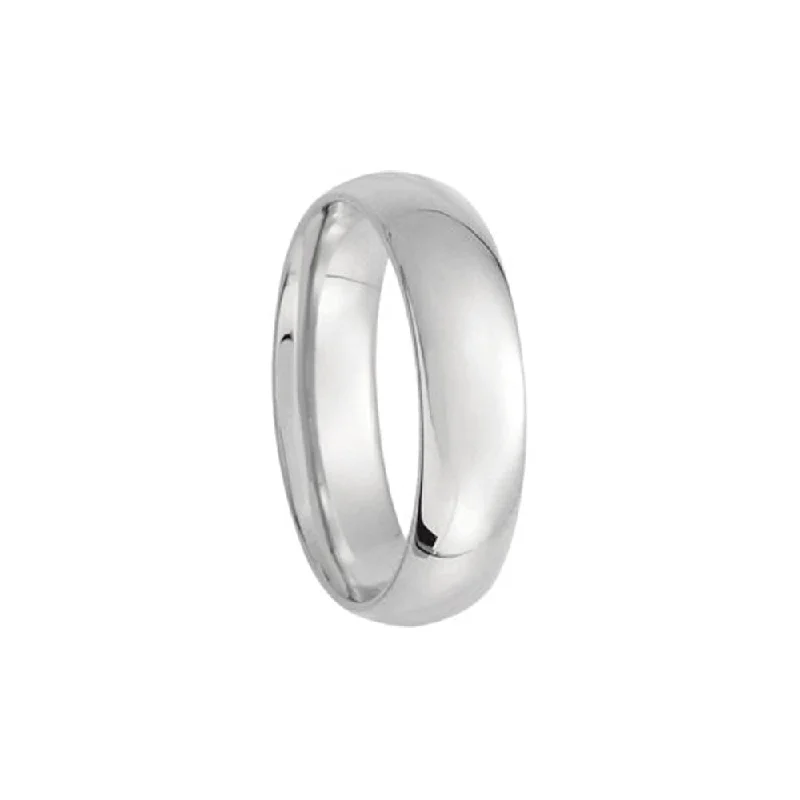 5mm Light Domed Comfort Fit Wedding Band in 10k White Gold