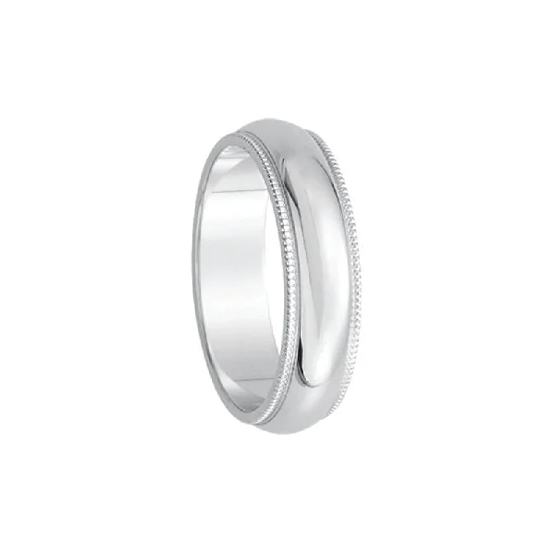 5mm Milgrain Edge Domed Band in Platinum