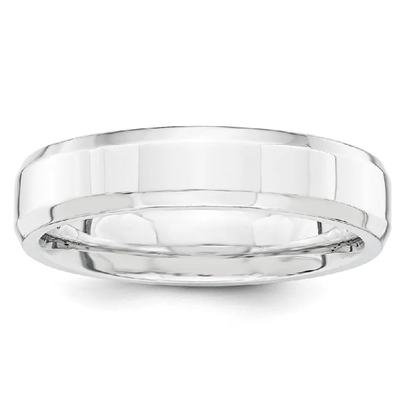 5mm or 6mm Platinum Polished Beveled Edge Comfort Fit Band