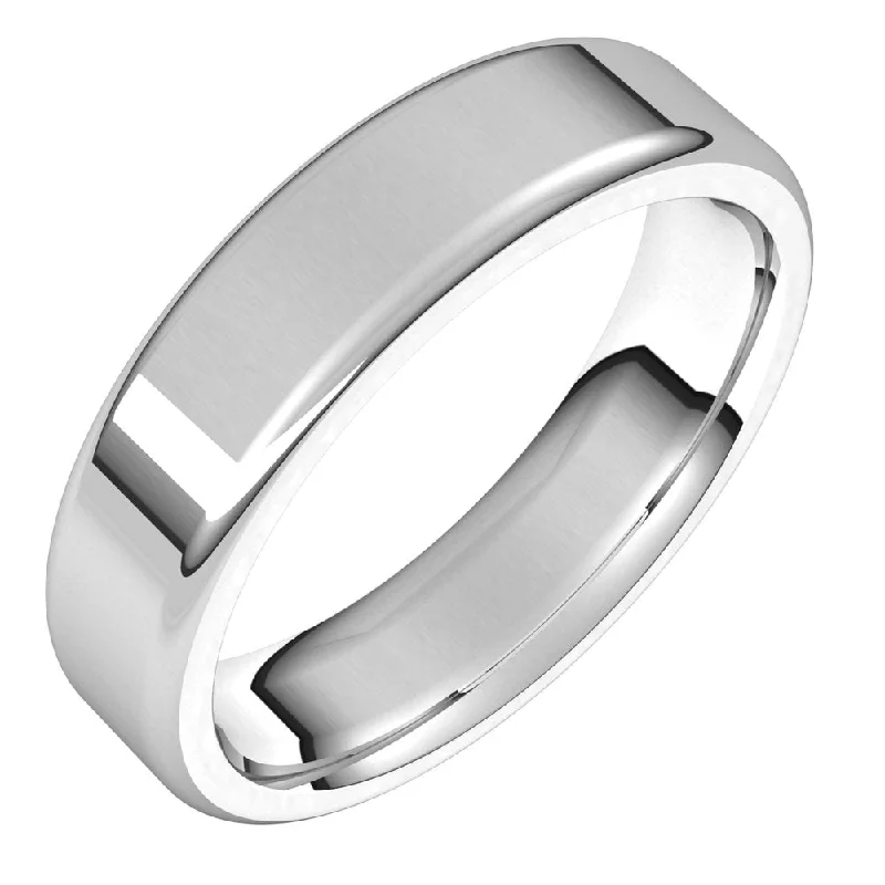 5mm Platinum Polished Round Edge Comfort Fit Flat Band