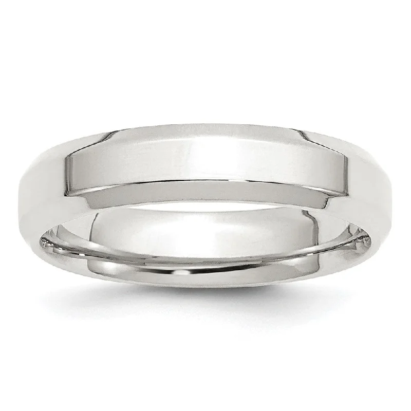 5mm Sterling Silver Polished Beveled Edge Comfort Fit Band