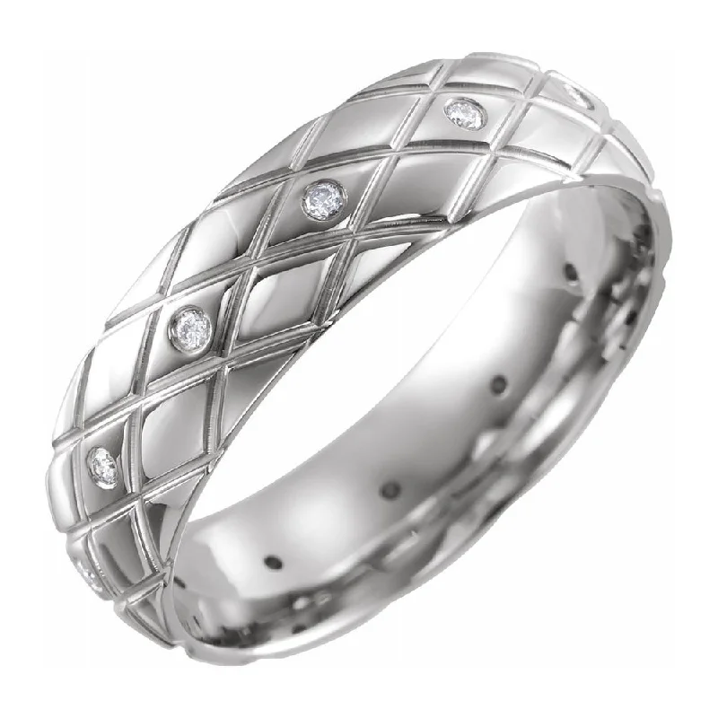Exclusive Online Discounts On Stylish Jewelry 6mm 14K White Gold & Diamond Patterned Comfort Fit Band Exclusive Online Discounts On Stylish Jewelry 6mm 14K White Gold & Diamond Patterned Comfort Fit Band