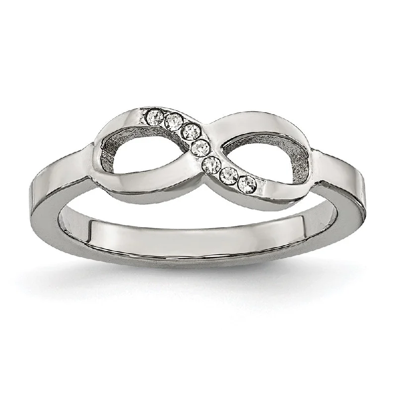 6mm Stainless Steel & CZ Polished Infinity Symbol Ring