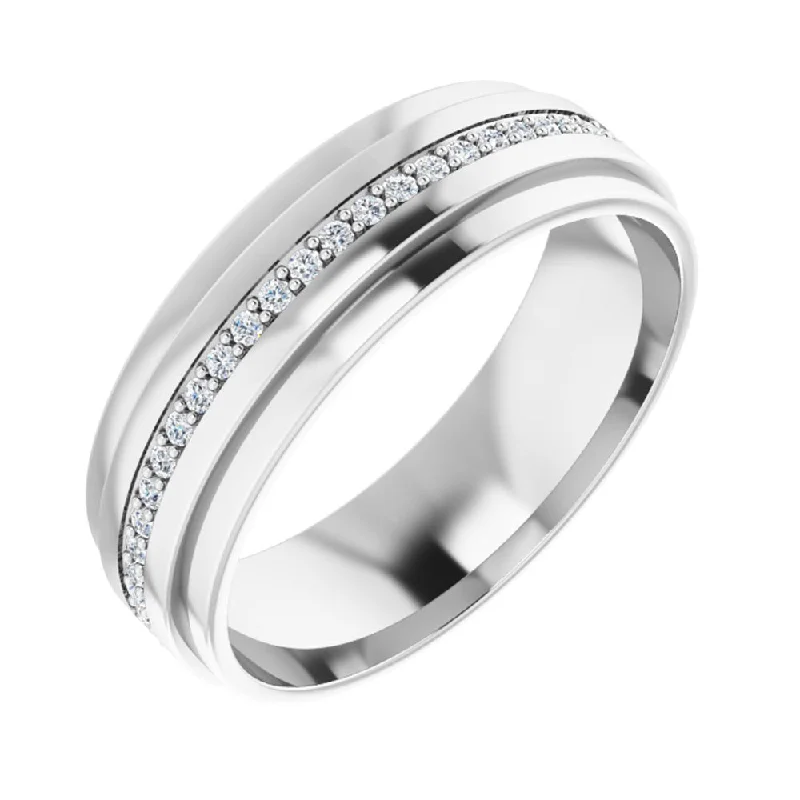 7mm 14K White Gold 1/3 to 3/8 CTW Diamond Eternity Ridge Edge Band