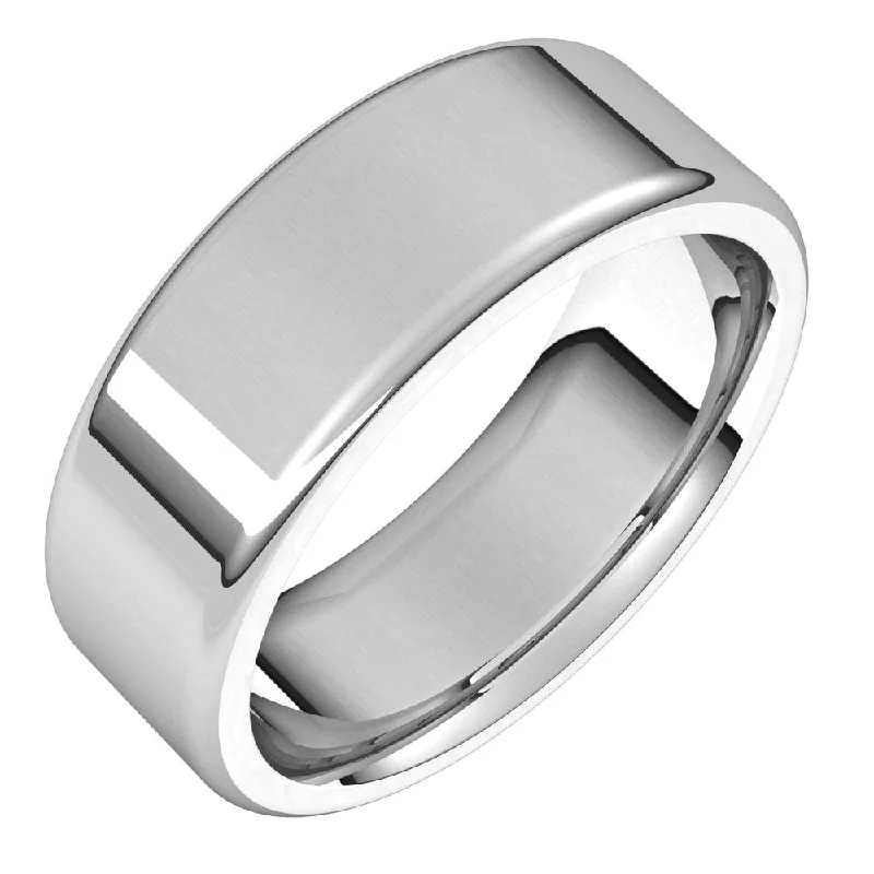 7mm Platinum Polished Round Edge Comfort Fit Flat Band