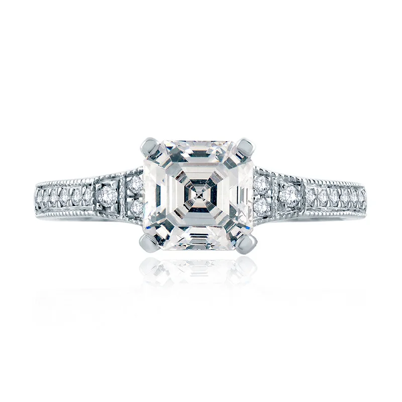 A.Jaffe Deco Inspired Asscher Diamond Quilted Engagement Ring ME2105Q/163