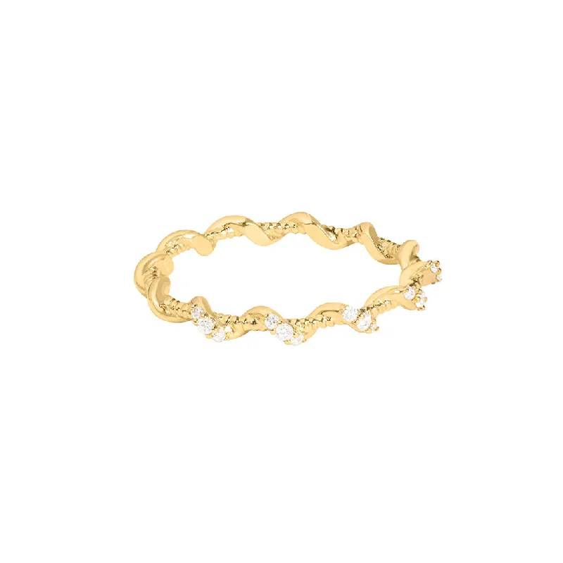 Waterproof Stainless Steel Jewelry For Lasting Beauty Gaia 18K Gold Ring w. Diamonds Waterproof Stainless Steel Jewelry For Lasting Beauty Gaia 18K Gold Ring w. Diamonds