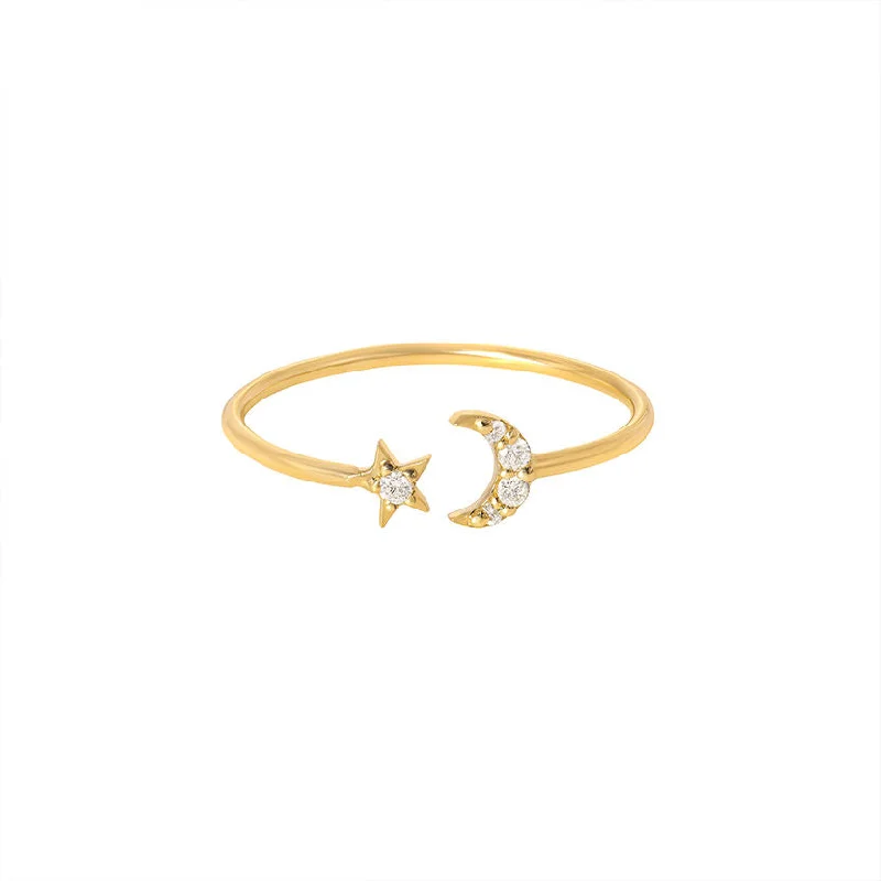 Moonlight, you're my starlight 18K Gold Ring w. Diamonds