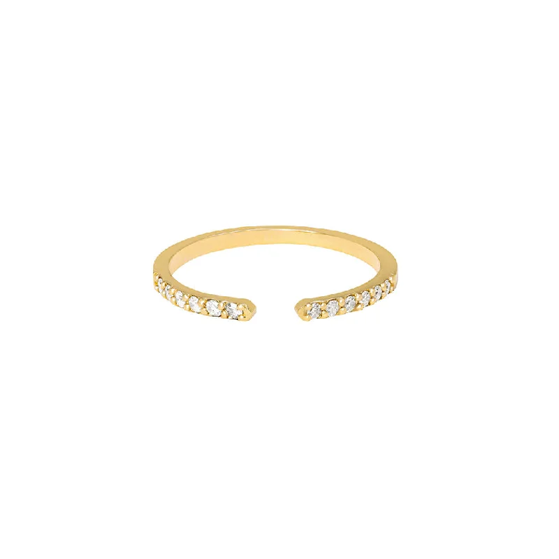 Open Pave 18K Gold Ring w. Diamonds