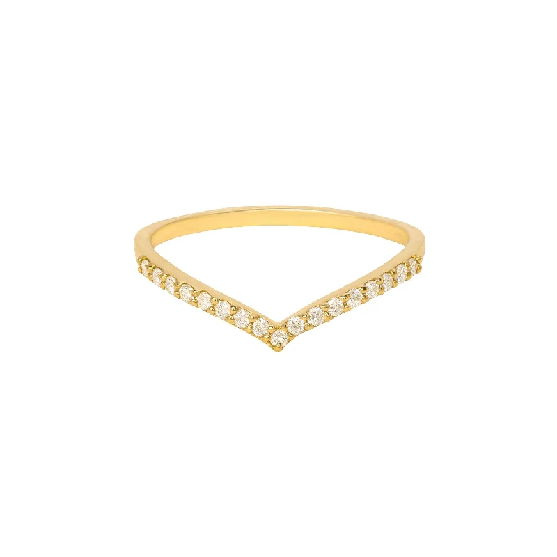 Holiday Jewelry Sale – Perfect Gifts At Great Prices Pave V Band 18K Gold Ring w. Diamonds