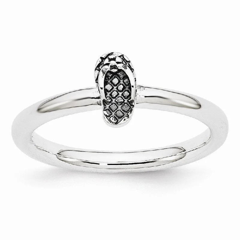 Accessorize For Less – Luxury Jewelry At Affordable Prices Antiqued Sterling Silver Stackable 7.5mm Flip Flop Ring