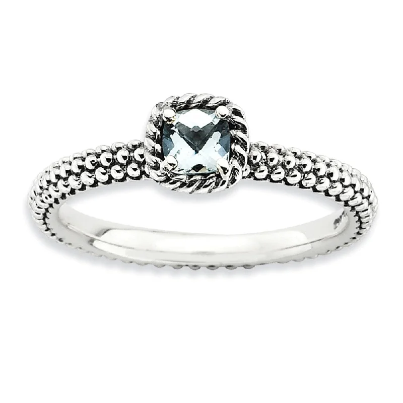 Shine In Style – Shop Jewelry Discounts Today Antiqued Sterling Silver Stackable Aquamarine Ring