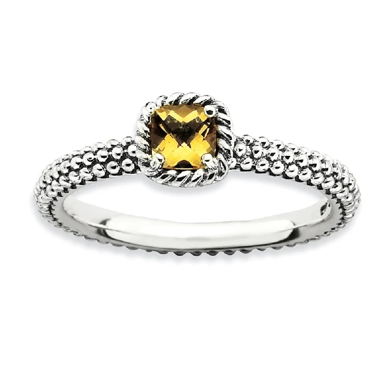 Grab Your Favorite Jewelry At The Lowest Prices Antiqued Sterling Silver Stackable Citrine Ring