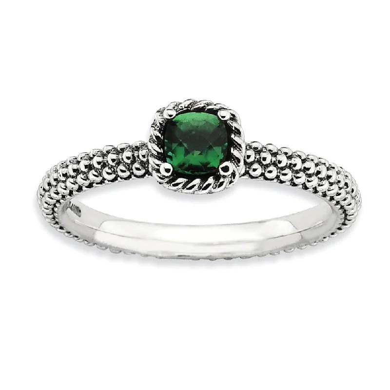 Accessorize For Less – Luxury Jewelry At Affordable Prices Antiqued Sterling Silver Stackable Created Emerald Ring