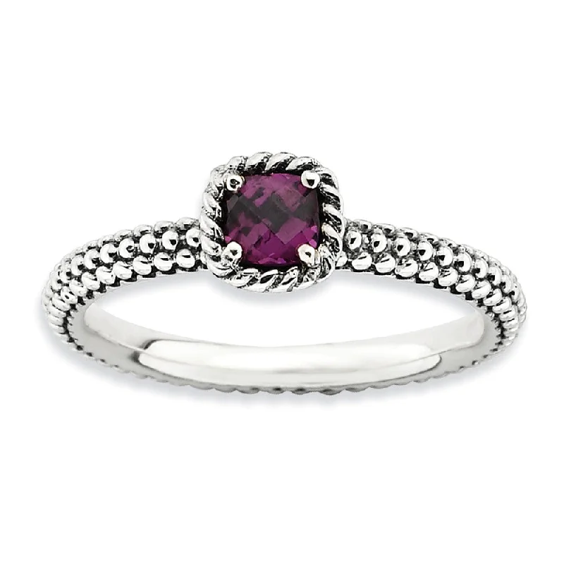 Personalized Jewelry Sale – Unique Gifts At Low Prices Antiqued Sterling Silver Stackable Rhodolite Garnet Ring