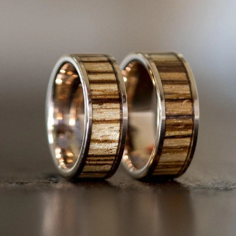 "Apollo"  Rose Gold Zebrawood Inlay Ring