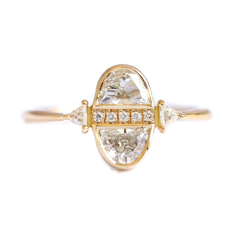 Unique Jewelry Designs Now At Discounted Rates Half Moon Diamond Engagement Ring - Diamond cluster engagement ring Unique Jewelry Designs Now At Discounted Rates Half Moon Diamond Engagement Ring - Diamond cluster engagement ring