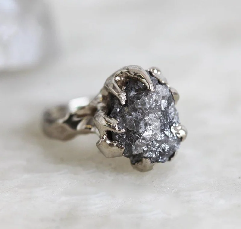 Big Raw Diamond Ring, Claw Ring