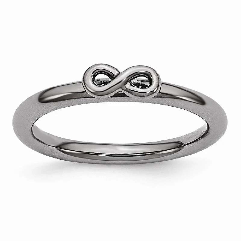 Unlock Unbeatable Jewelry Deals Before They’Re Gone Black Plated Sterling Silver Stackable 2.5mm Infinity Symbol Ring