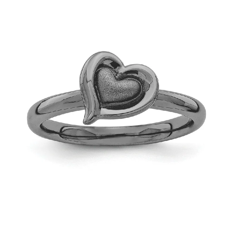 Personalized Jewelry Sale – Meaningful Gifts At Great Prices Black Plated Sterling Silver Stackable 9mm Heart Ring