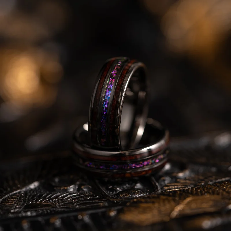 "Celestial Serpent" Domed Nebula x Snakewood Ring- 8mm