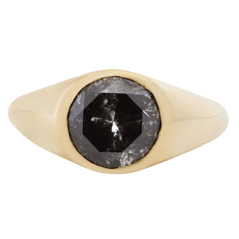 Charcoal Diamond Signet Ring