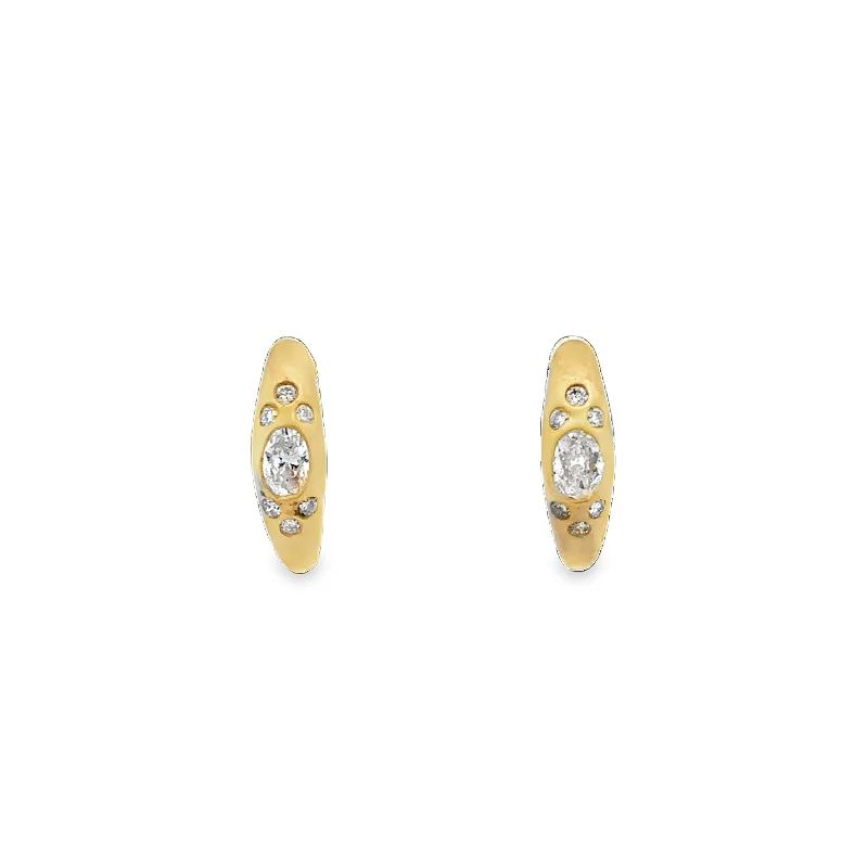 Chic Flush Set Diamond Hoops in Yellow Gold