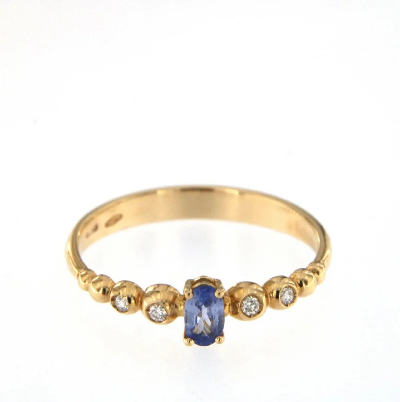 Trending Jewelry Styles Now At Limited-Time Discounts Bubble 18K Rose Gold Ring w. Diamonds & Blue Sapphire