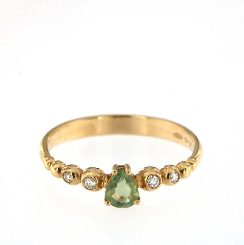 Limited-Time Offer On Elegant Jewelry Pieces Bubble 18K Rose Gold Ring w. Diamonds & Green Sapphire