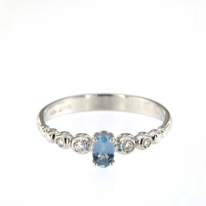Huge Savings On Timeless Jewelry Collections Bubble 18K White Gold Ring w. Diamonds & Aquamarine