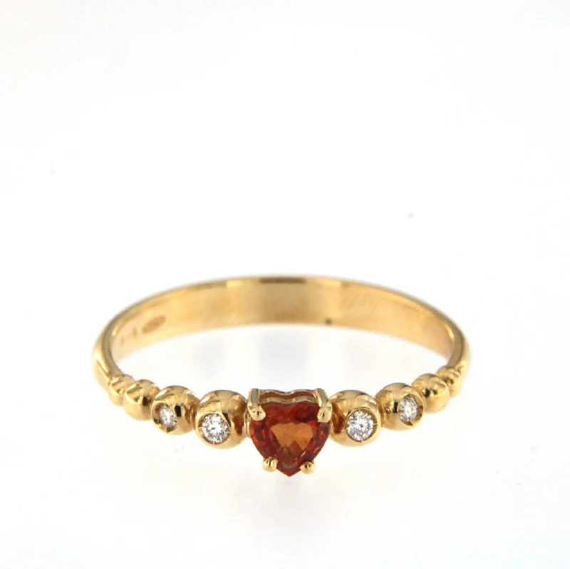 Bestselling Jewelry At Special Promotional Rates Bubble Heart 18K Rose Gold Ring w. Diamonds & Orange Sapphire