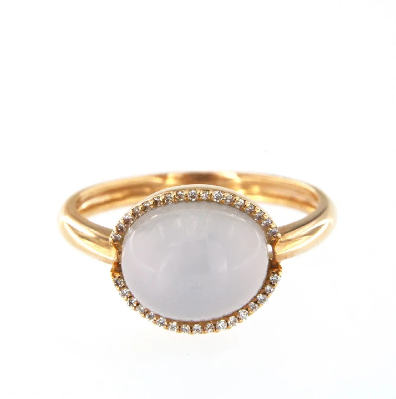 Huge Markdowns On Premium Jewelry Styles Cabouchon 18K Rose Gold w. Diamonds & Chalcedony