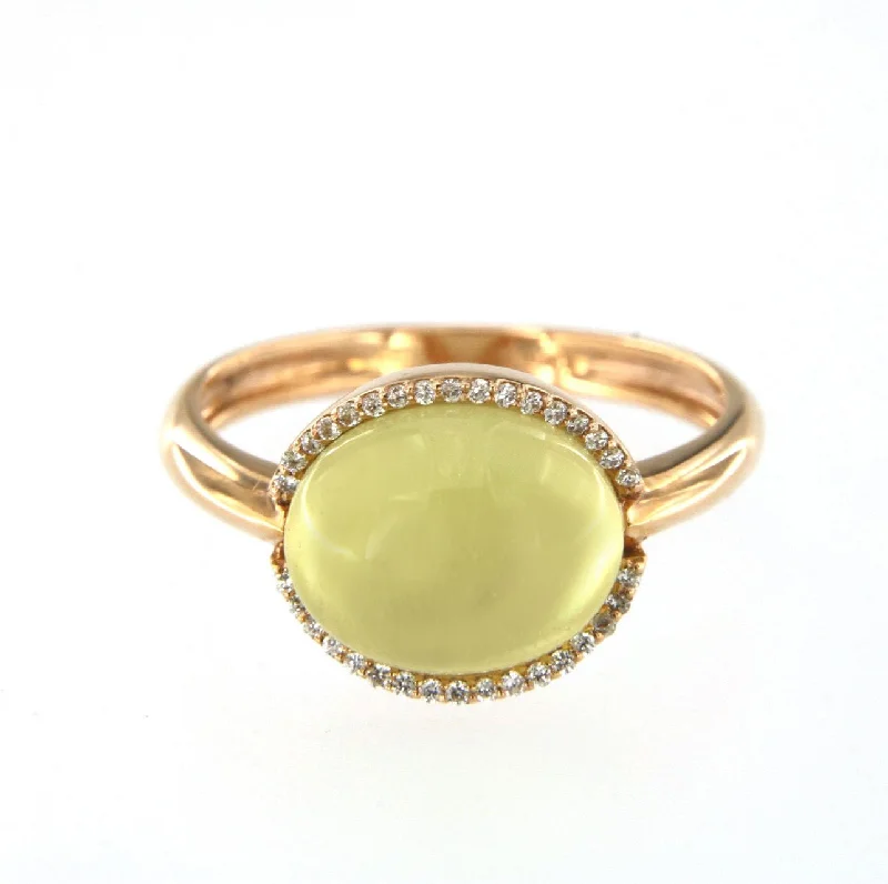 Last Chance To Grab Your Favorite Jewelry At A Discount Cabouchon 18K Rose Gold w. Diamonds & Green Quartz