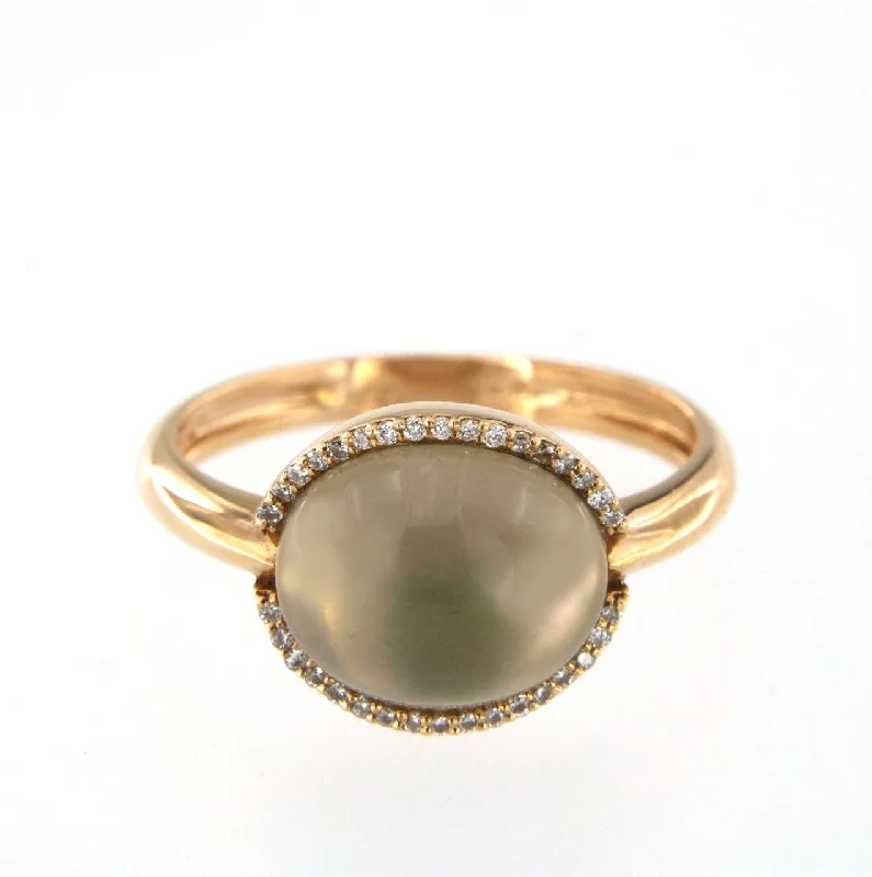 Elegant Jewelry Pieces At Unbelievable Prices Cabouchon 18K Rose Gold w. Diamonds & Smokey Quartz