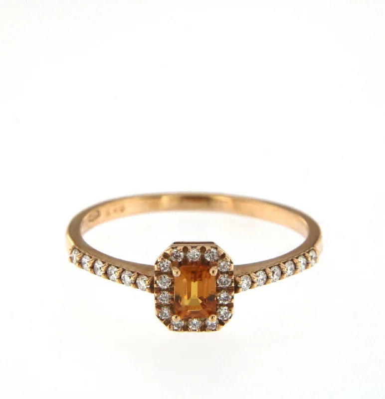 Jewelry Clearance Sale – Final Reductions Candy 18K Rose Gold Ring w. Diamonds & Orange Sapphire