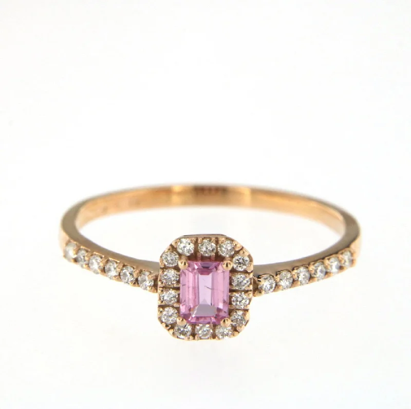 Sparkle More For Less – Jewelry Sale Happening Now Candy 18K Rose Gold Ring w. Diamonds & Pink Sapphire