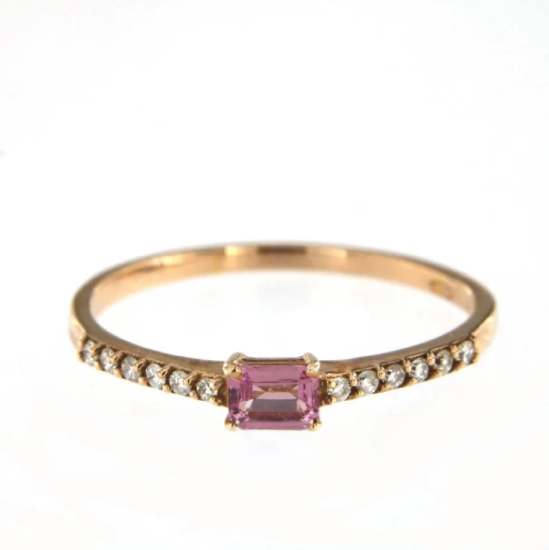 Limited-Stock Jewelry Sale – Once It's Gone, It's Gone Candy 18K Rose Gold Ring w. Pink Sapphire & Diamonds