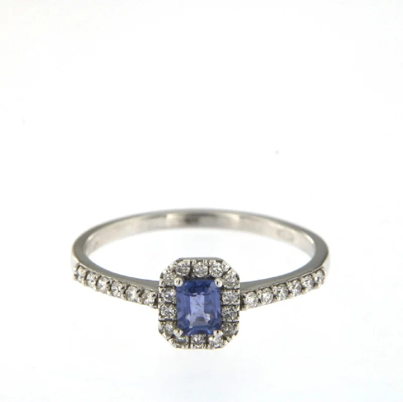 Fine Jewelry, Limited-Time Offers Available Candy 18K White Gold Ring w. Diamonds & Blue Sapphire