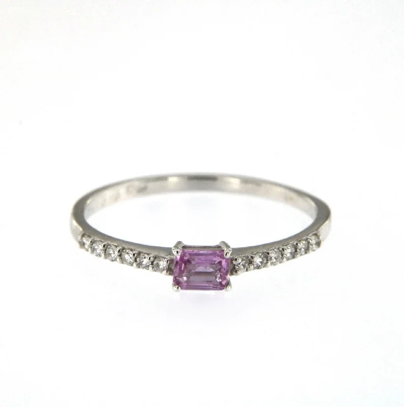 Don't Miss Our Biggest Jewelry Sale Of The Season Candy 18K White Gold Ring w. Pink Sapphire & Diamonds