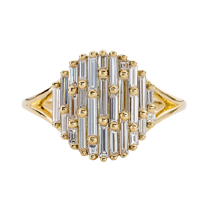 Cluster Ring with Assemblage of Needle Baguette Diamonds - the Light Catcher Ring