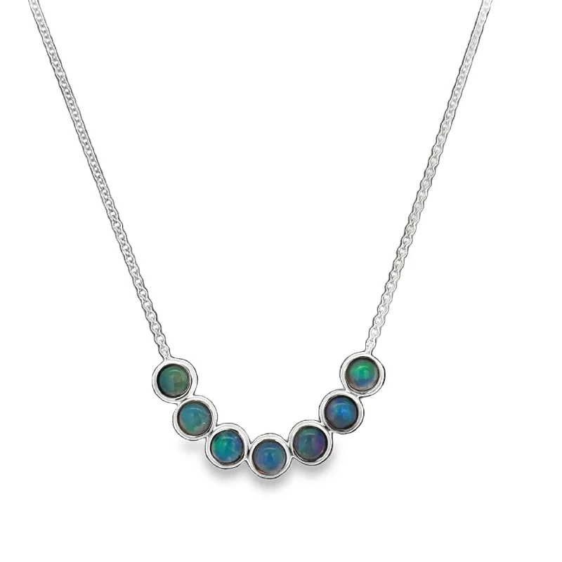 Curved Bezel Set Opal Necklace in White Gold