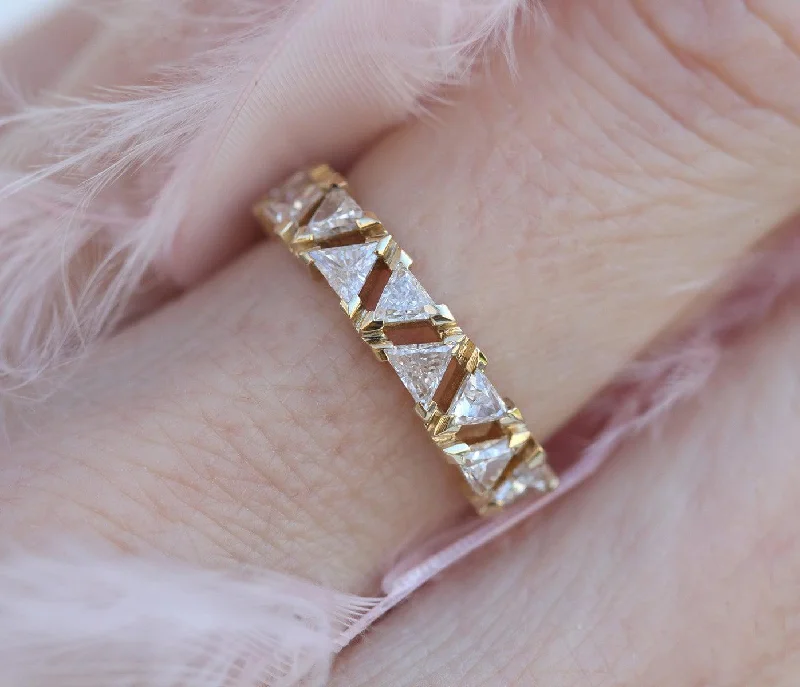 Limited Stock On Premium Jewelry At Low Prices Modern Art Deco Triangle Diamond Band