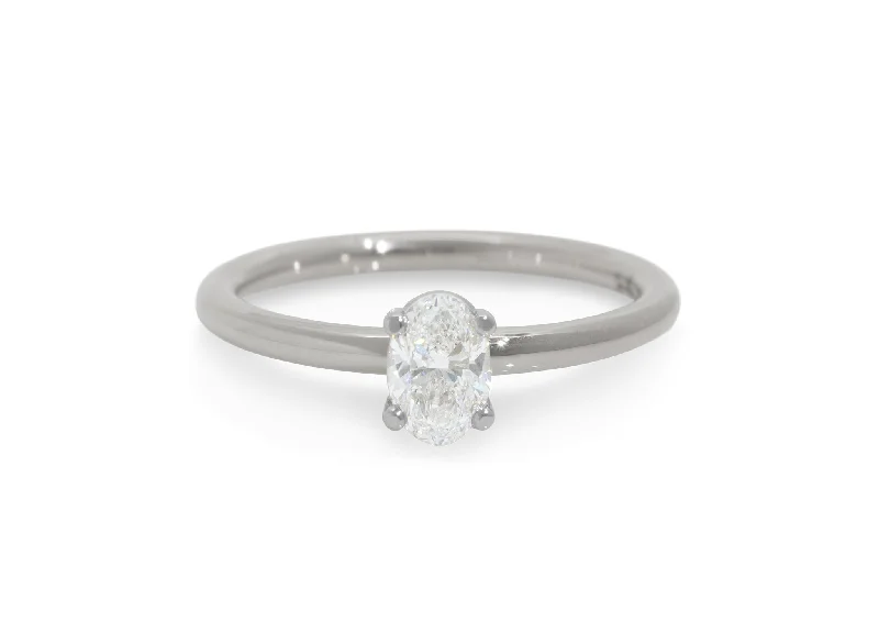 Ellipse Diamond Engagement Ring, White Gold & Platinum