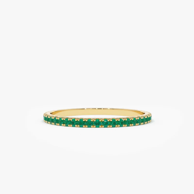 14k Round Emerald Eternity Band