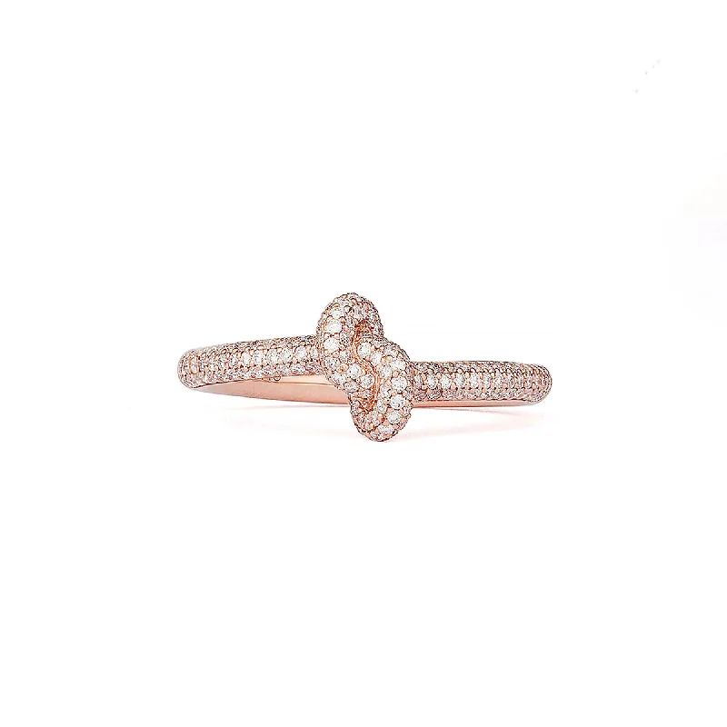 Luxury Jewelry Now At Special Promotional Rates Legacy Knot Mini (Slim) 18K Rosegold Ring w. Diamonds